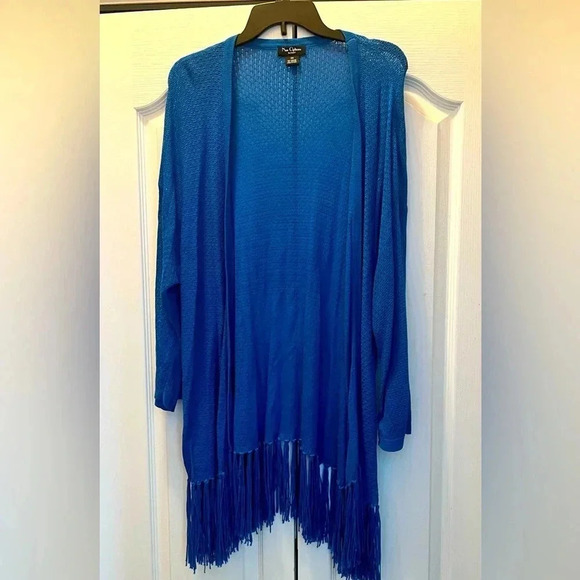 Nue Options Woman’s Royal Blue Fringe Lightweight Sweater, Size 2X - Picture 1 of 4
